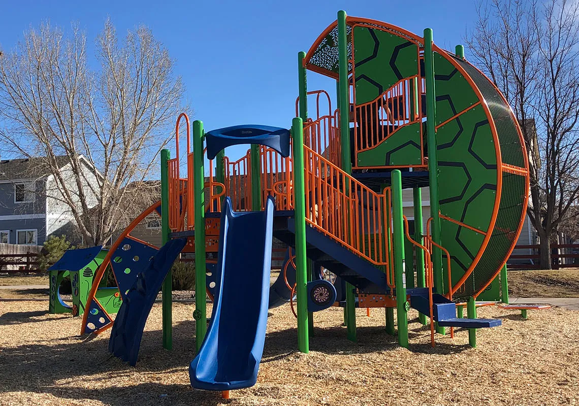 Medium straight slide at North Range Village Park in Commerce City, CO